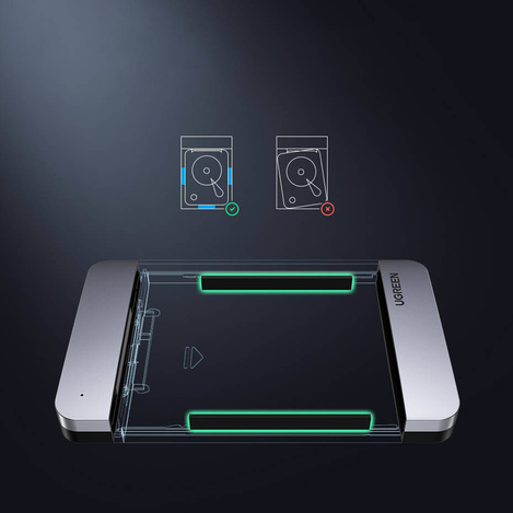 Ugreen kieszeń obudowa na dysk twardy 2,5'' SATA 3.0 6Gbps szary + kabel USB - USB Typ C 0,5m (CM300)