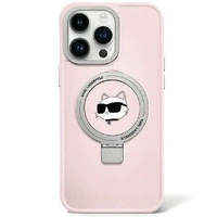 Karl Lagerfeld KLHMP15XHMRSCHP iPhone 15 Pro Max 6,7&quot; rosa/rosa Hardcase Ringständer Choupette Head MagSafe