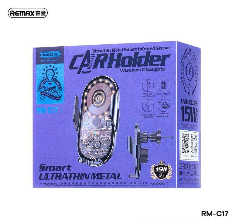 UCHWYT SAM REMAX RM-C17 15W BEZPRZEWODOWY WIRELESS BLACK