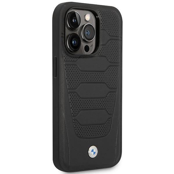 Original Case IPHONE 14 PRO BMW Leather Seats Pattern MagSafe MagSafe (BMHMP14L22RPSK) black