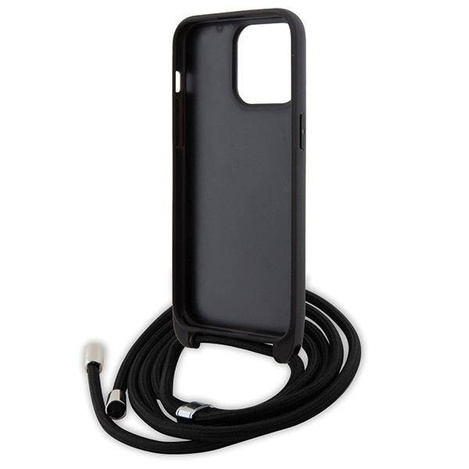 Karl Lagerfeld Crossbody Saffiano Metal Pin Karl &amp; Choupette Case for iPhone 15 Pro Max - Black