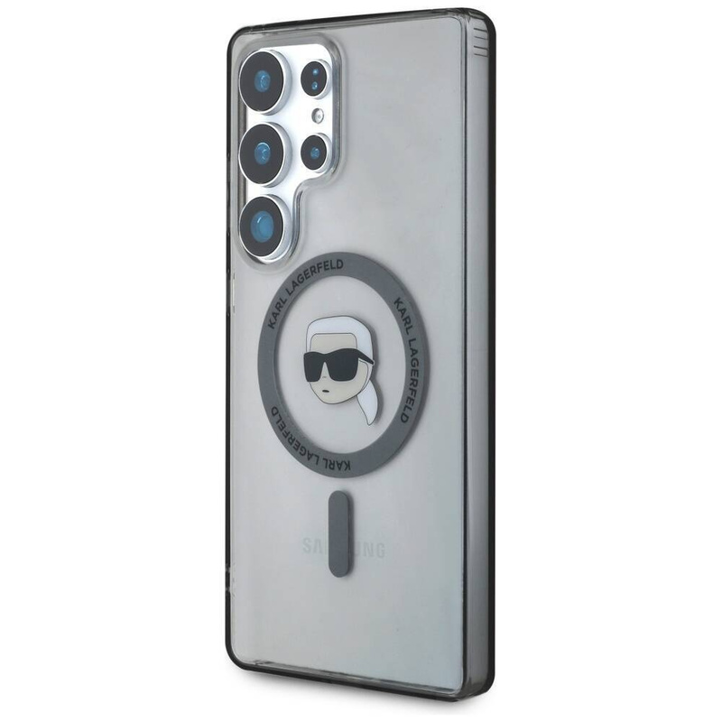 Etui Karl Lagerfeld Button Karl Head Printed Logo MagSafe Samsung Galaxy S25 Ultra czarny
