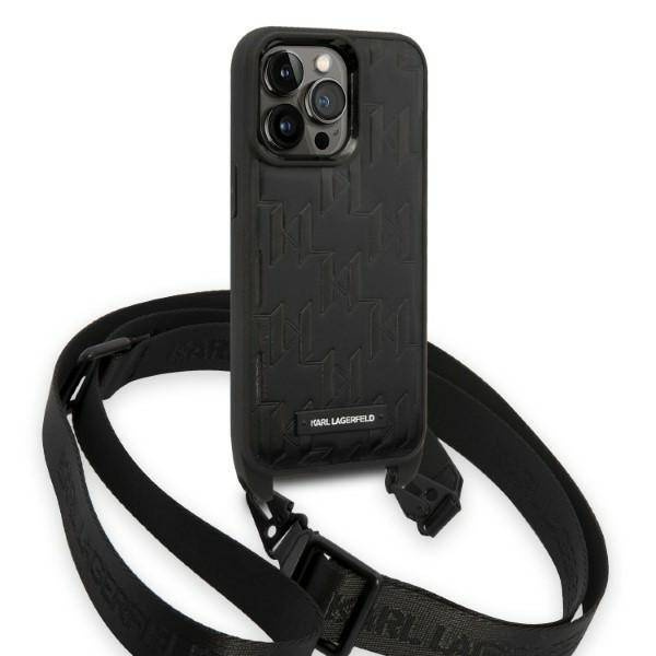 Karl Lagerfeld Monogram Plaque Logo Strap - Etui iPhone 14 Pro (czarny)