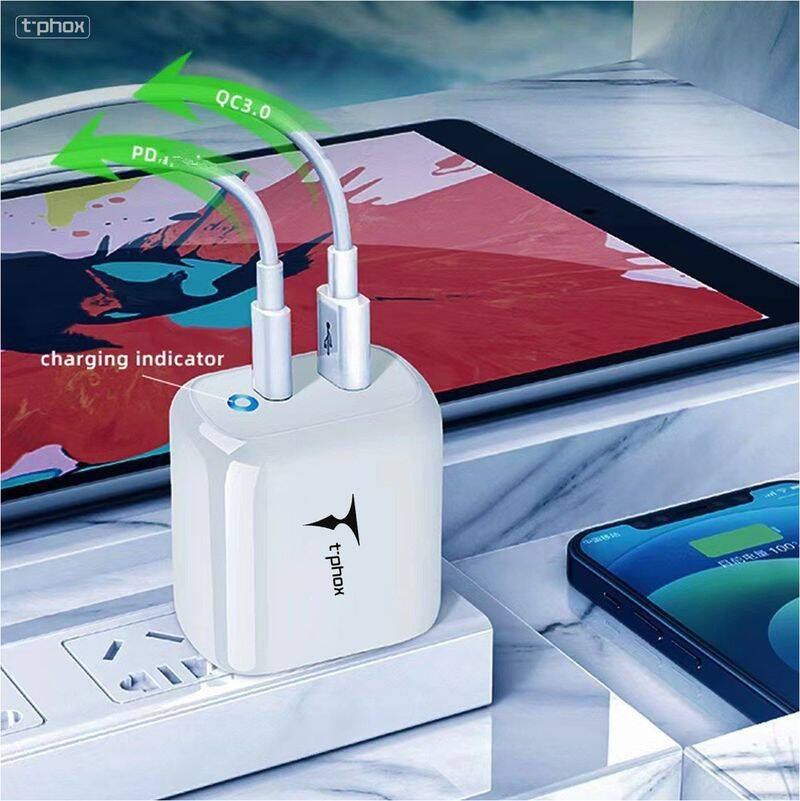 Ładowarka Sieciowa 45W USB + USB-C T-PHOX GLORY biała