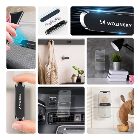 Wozinsky samoprzylepny magnetyczny uchwyt samochodowy na deskę rozdzielczą czarny (WMH-01)