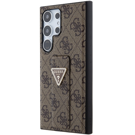 Guess GUHCS24LPGS4TDW S24 Ultra S928 braun/braun Hardcase Grip Stand 4G Triangle Strass
