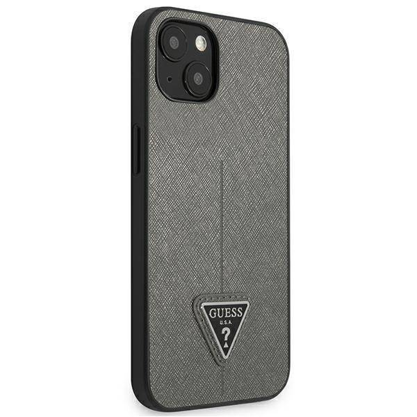 Oryginalne Etui IPHONE 13 Guess Hardcase Saffianotriangle Logo (GUHCP13MPSATLG) srebrne