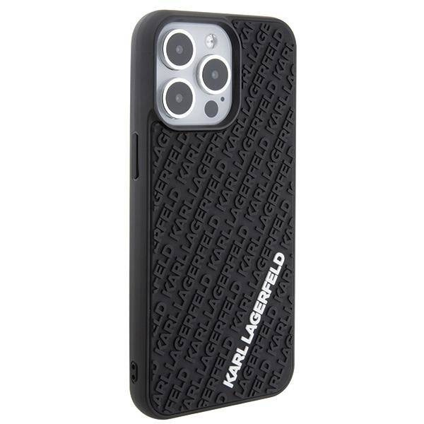 Karl Lagerfeld 3D Rubber Multi Logo Hülle für iPhone 15 Pro Max – Schwarz