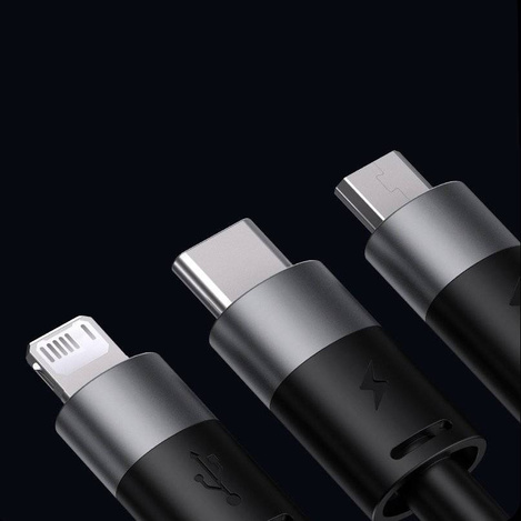 Baseus StarSpeed 1-for-3 Fast Charging Data Cable USB to M+L+C 3.5A 1.2m Blue