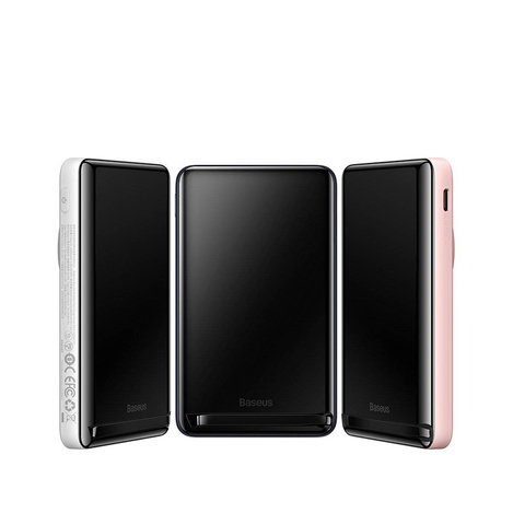 Baseus Magnetic Bracket Powerbank mit MagSafe Wireless Charging 10000mAh 20W Overseas Edition weiß (PPCX000202) + USB Type C Baseus Xiaobai Series 60W 0.5m