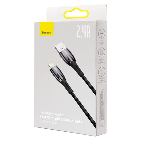 BASEUS kabel USB A do Apple Lightning 8-pin 2,4A Glimmer Series CADH000301 2m czarny