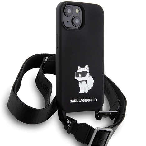 Karl Lagerfeld KLHCP15SSCBSCNK iPhone 15 6,1&quot; Hardcase schwarz/schwarz Crossbody Silikon Choupette
