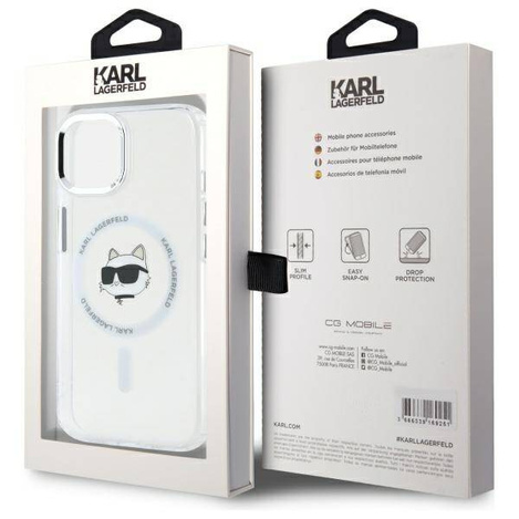 Etui Karl Lagerfeld IML Metal Choupette Head MagSafe na iPhone 15 Plus - białe