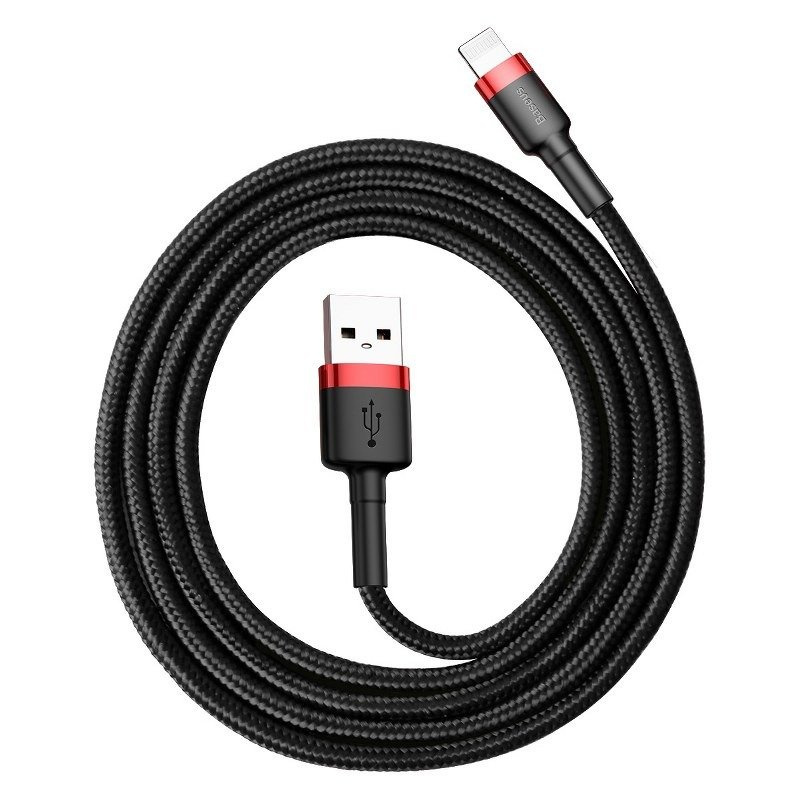 Kabel USB iPhone Lightning 2A 3m Baseus Cafule Cable (CALKLF-R91) czarno-czerwony