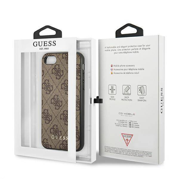 Original Case IPHONE SE 2022 / SE 2020 / 7 / 8 Guess Hard Case 4G Metal Gold Logo (GUHCI8G4GFBR) brown