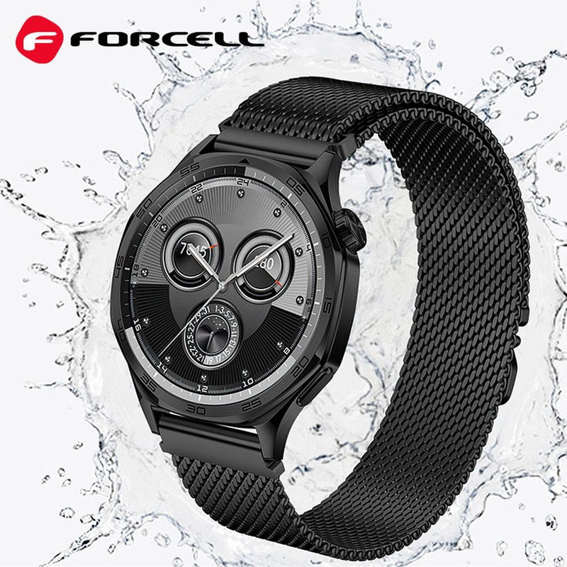 Pasek do Samsung Galaxy Watch Forcell F-Design FS10 stal 22 mm czarny