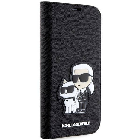 Karl Lagerfeld KLBKP14LSANKCPK iPhone 14 Pro 6,1" Bücherregal schwarz/schwarz Saffiano Karl & Choupette