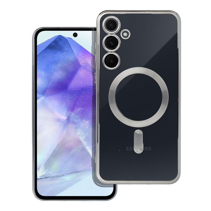 Futerał Electro Mag Cover kompatybilny z MagSafe do SAMSUNG A55 srebrny