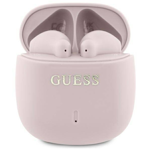 Oryginalne Słuchawki Bluetooth TWS GUESS Printed Classic Logo - GUTWSJ14ESGP+ stacja dokująca różowe