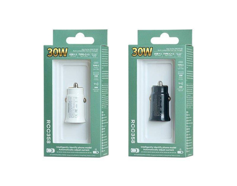 Ładowarka Samochodowa 30W QC USB + USB-C PD Remax Siya Series RCC358 czarna