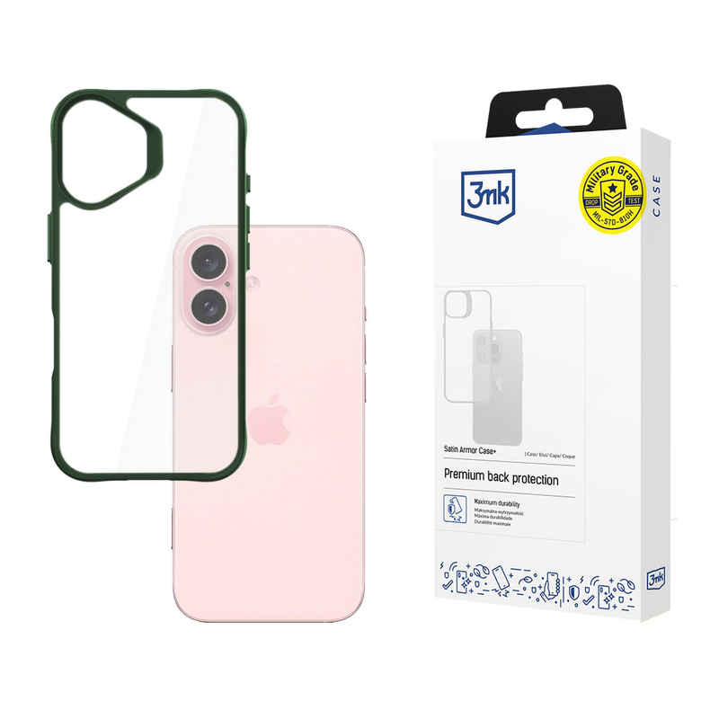 3MK SatinArmor+ Case iPhone 16 6.1" zielony/green Military Grade