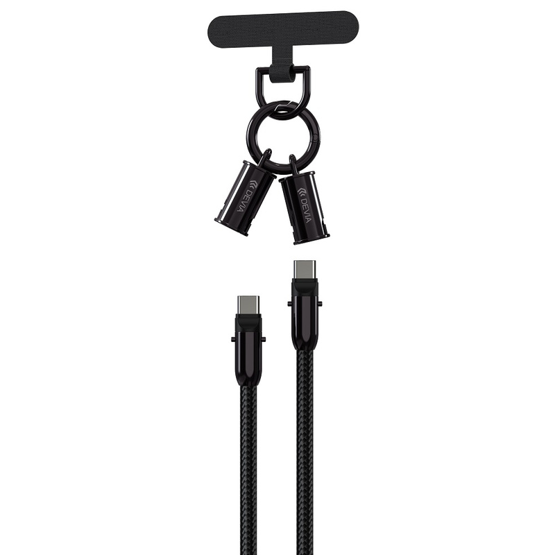 Devia kabel uniwersalna smycz 2w1 PD USB-C - USB-C 1,2 m 60W czarny