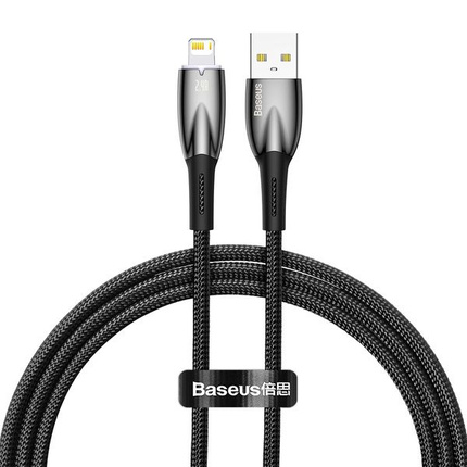 BASEUS kabel USB A do Apple Lightning 8-pin 2,4A Glimmer Series CADH000201 1m czarny