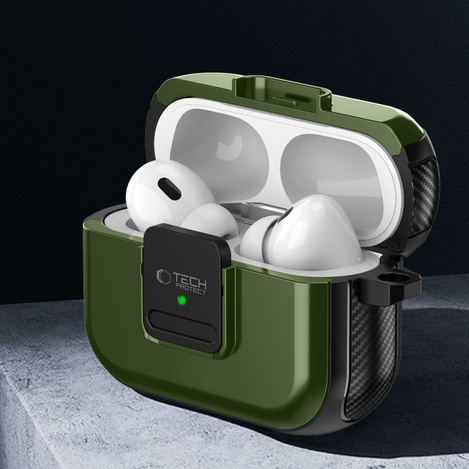 TECH-PROTECT DEFENDER HOOK MAGSAFE APPLE AIRPODS PRO 1 / 2 OLIVE GREEN