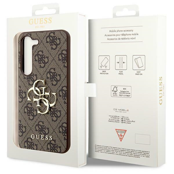 Oryginalne Etui GUESS Hardcase GUHCS24S4GMGBR do Samsung S24 (Leather 4G Metal Logo / brązowy)