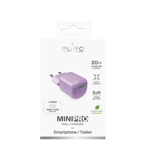 Puro 20W GaN USB-C Wall Charger - Pink
