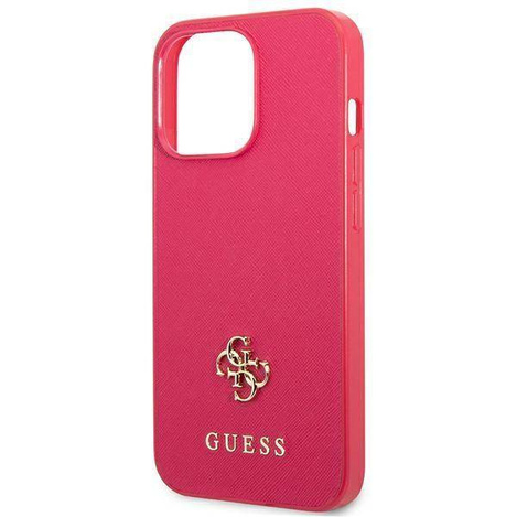 Oryginalne Etui IPHONE 13 PRO Guess Hardcase Saffiano 4G Small Metal Logo (GUHCP13LPS4MF) różowe