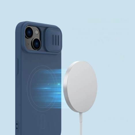 Nillkin CamShield Magnetische Silikonhülle iPhone 14 Plus Magnetische MagSafe-Abdeckung mit Kameraschutz Grün