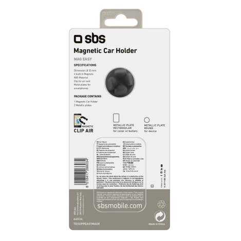 Uchwyt na smartfona SBS TESUPPEASYMAGK kompatybilny z MagSafe, na kratkę nawiewu - czarny