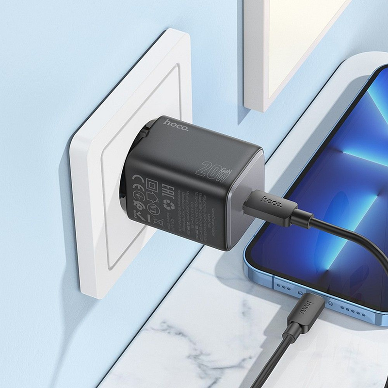 HOCO ładowarka sieciowa Typ C + kabel Typ C do Lightning QC PD 20W N40 czarna