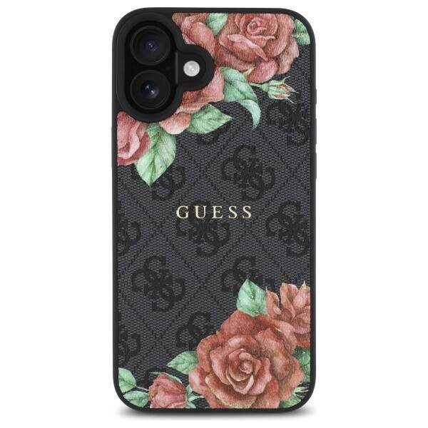 Oryginalne Etui IPHONE 16 Guess Hardcase 4G Flowers Print MagSafe (GUHMP16SP4ROPEMCK) czarne