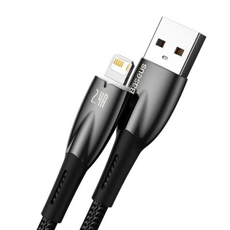 BASEUS kabel USB A do Apple Lightning 8-pin 2,4A Glimmer Series CADH000301 2m czarny