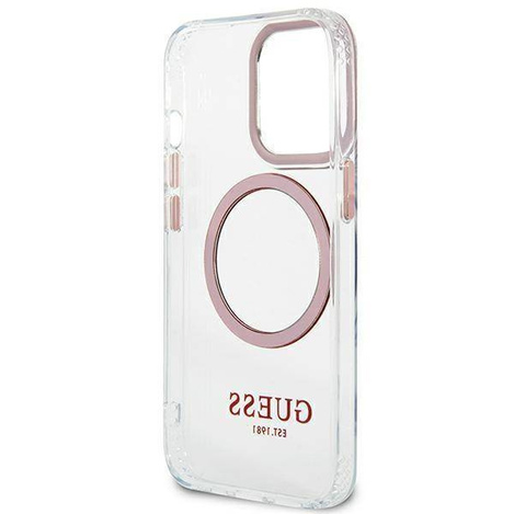 Original Handyhülle IPHONE 13 PRO Guess Hard Case Metal Outline Magsafe (GUHMP13LHTRMP) rosa