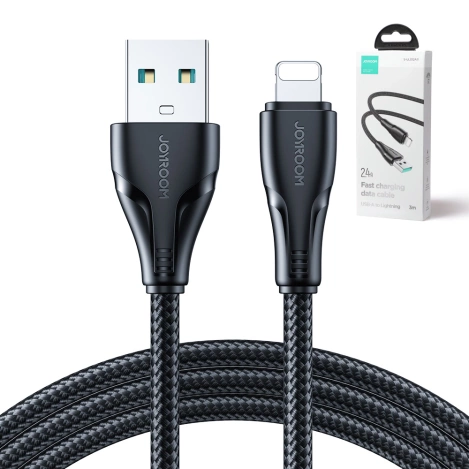 Joyroom kabel USB - Lightning 2.4A Surpass Series 3 m czarny (S-UL012A11)