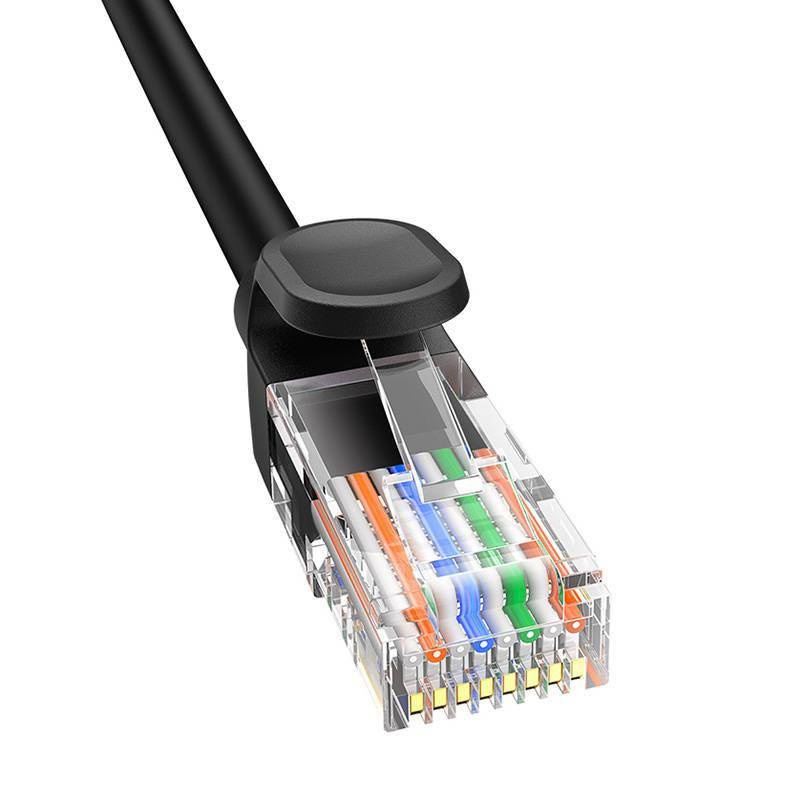 Kabel Ethernet Baseus High Speed Cat 5 RJ-45 1000Mb/s 0.5m okrągły - czarny