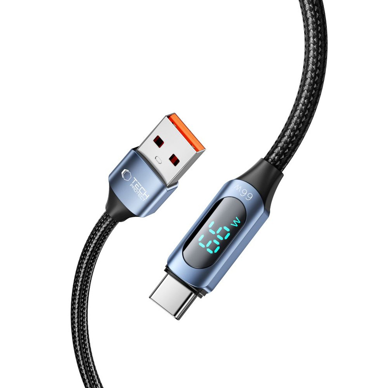 Kabel 66W 6A 1m USB - USB-C Tech-Protect UltraBoost LED niebieskie