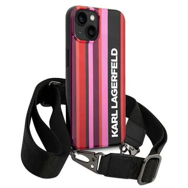 Karl Lagerfeld KLHCP14SSTSTP iPhone 14 6.1 &quot;Hardcase Pink / Pink Color Stripes Strap