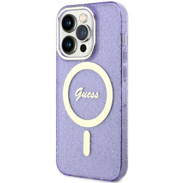 Guess GUHMP14LHCMCGU iPhone 14 Pro 6.1" lila/lila Hardcase Glitter Gold MagSafe