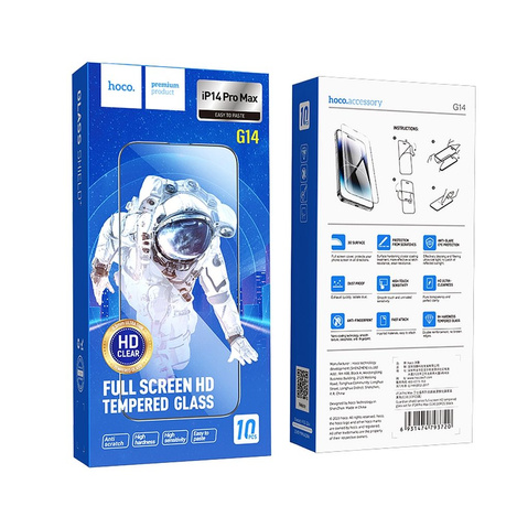 HOCO szkło hartowane HD 5D Guardian shield (SET 10in1) - do iPhone 14 Pro Max czarny (G14)