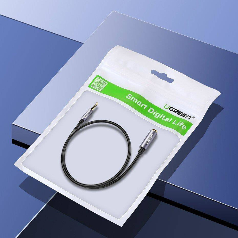 Ugreen przewód kabel przedłużacz AUX 3,5 mm mini jack 1m srebrny (10592)