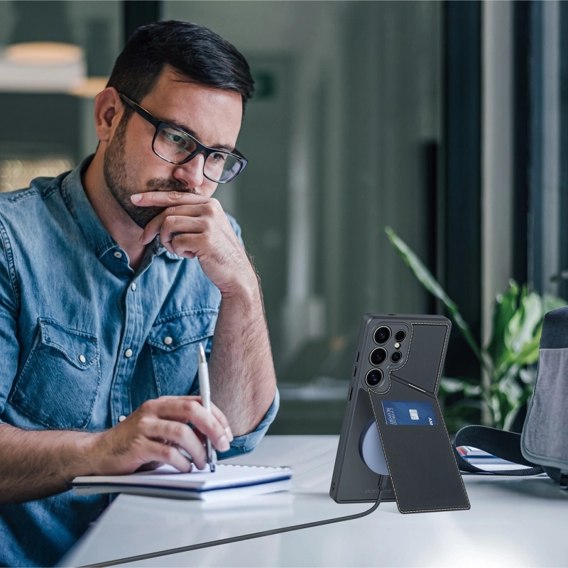 Etui Dux Ducis Rafi II na Samsung Galaxy S25 Ultra z podstawką i portfelem - czarne