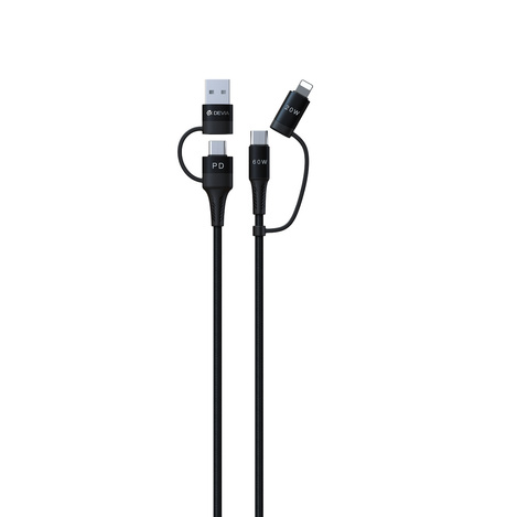 Devia kabel Extreme 4w1 PD USB-C + USB - USB-C + Lightning 1,5 m czarny