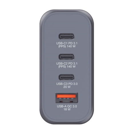 Verbatim Ładowarka sieciowa GaN 200W 3xUSB-C/USB-A + Adapter EU/UK/US GNC-200 32204