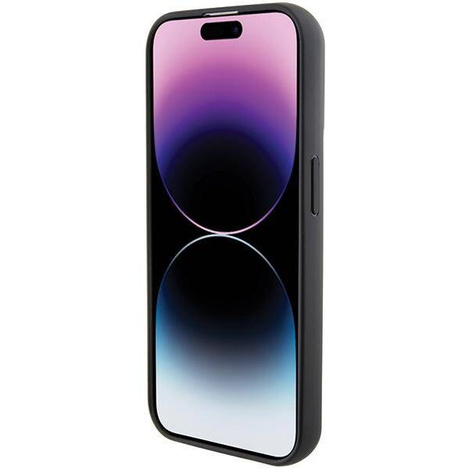 Karl Lagerfeld Gripstand Saffiano Choupette Pins Hülle für iPhone 15 Pro Max – Schwarz
