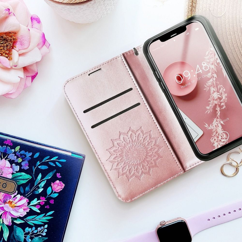 Kabura MEZZO Book do SAMSUNG A12 mandala złoty róż