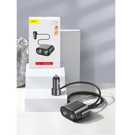 Baseus ładowarka samochodowa 2x USB 3.1A (17W) + 2x gniazdo zapalniczki (80W) czarny (CRDYQ-01)